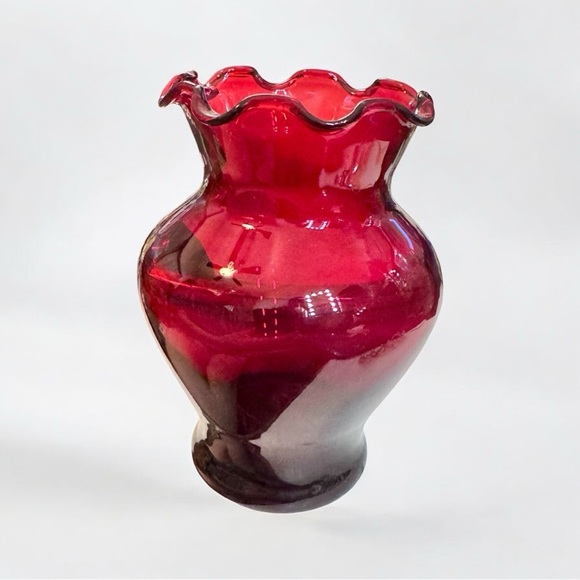🎈Vintage Anchor Hocking Royal Ruby Ruffle Posy Bud Vase - Picture 2 of 7